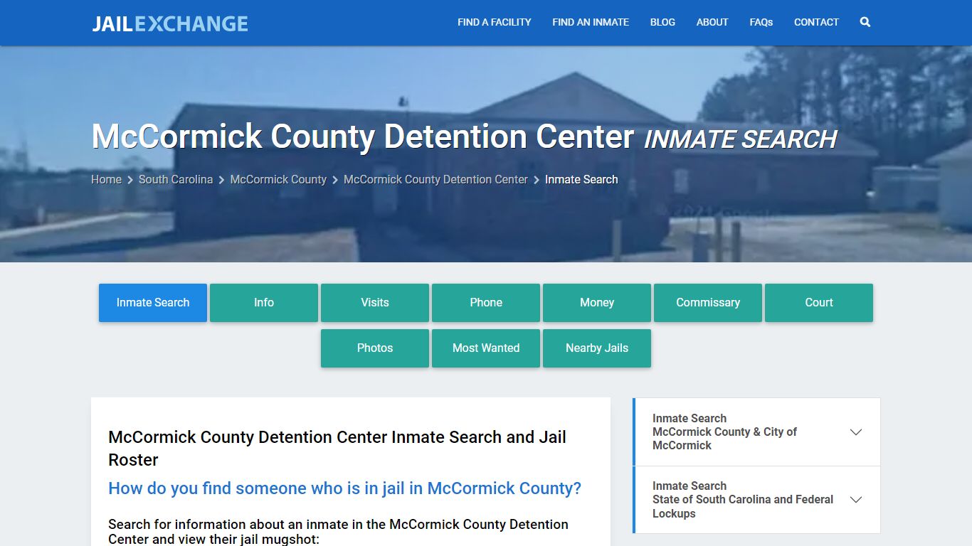 McCormick County Detention Center Inmate Search - Jail Exchange