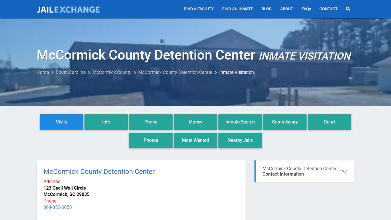 Inmate Visitation - McCormick County Detention Center, SC - Jail Exchange