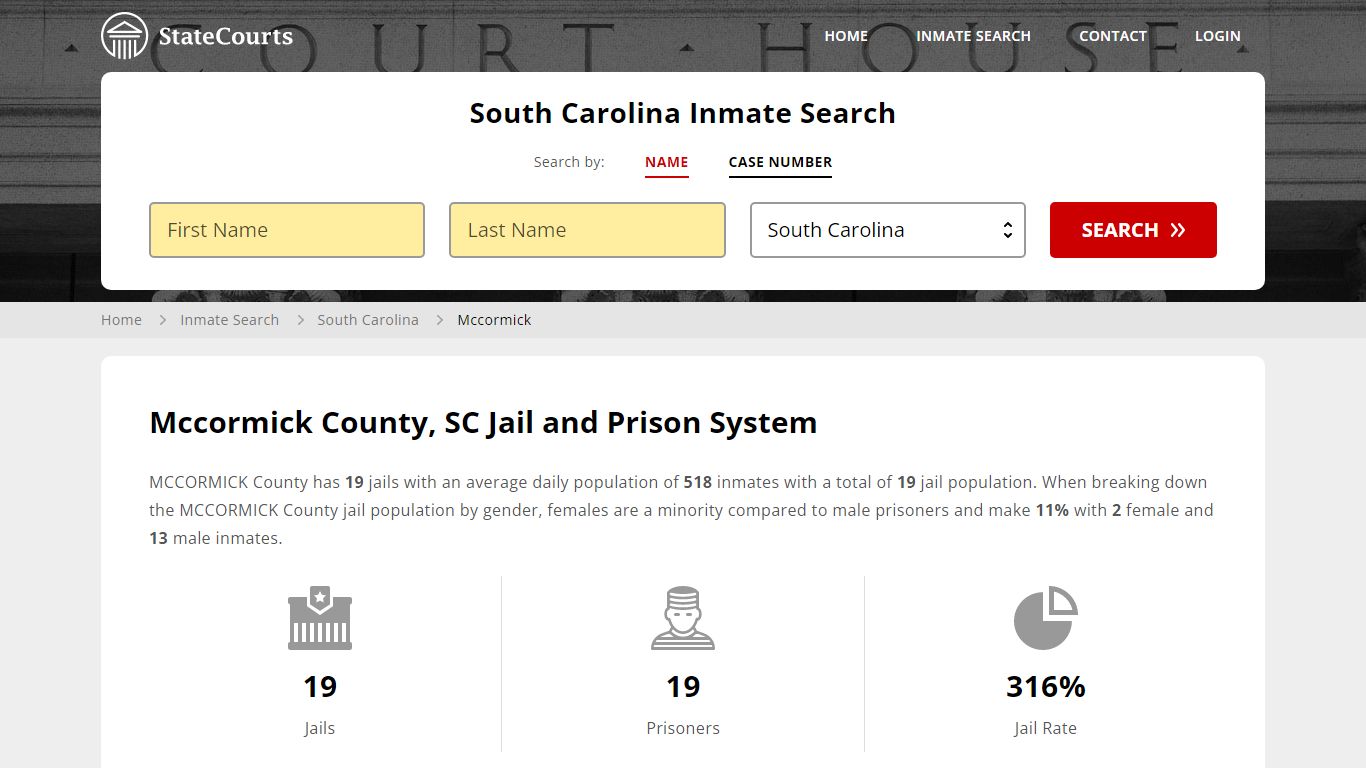 Mccormick County, SC Inmate Search - StateCourts